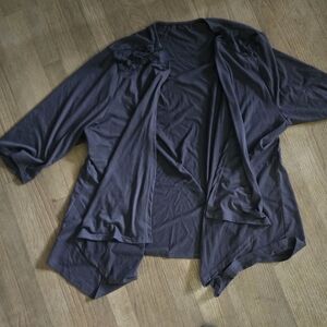 Gray Open Front Cardigan